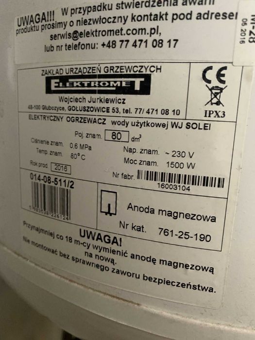 Bojler elektryczny 80 L Elektromet SOLEI ogrzewacz wody