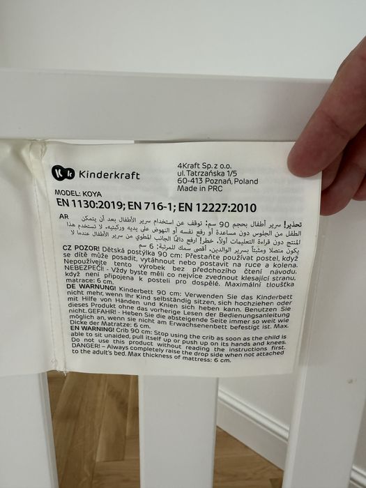 Łóżeczko Kinderkraft KOYA 4w1 – białe, stan bardzo dobry