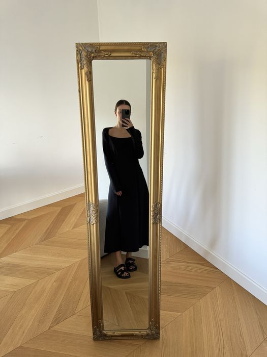 COS czarna sukienka z długim rękawem długa rozkloszowana S 36