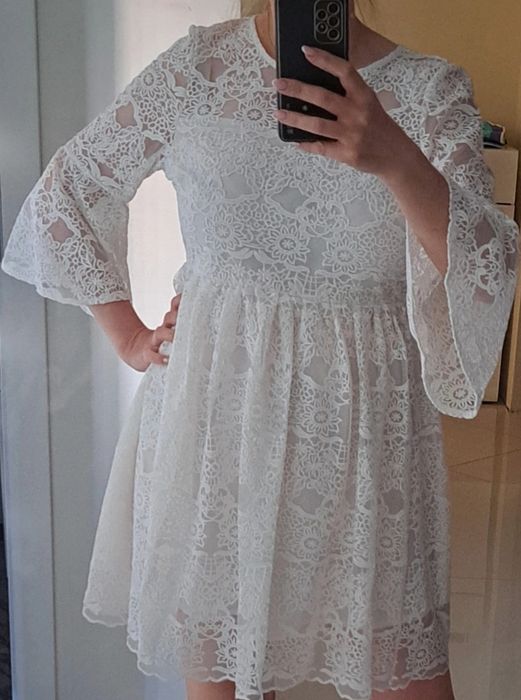 Cocomore, biała, ecru, koronkowa sukienka, rozm.M/L, nowa z metką