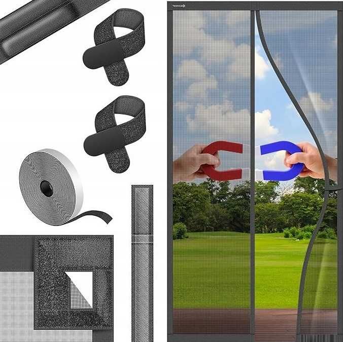 Moskitiera magnetyczna do drzwi balkonowych tarasowych piwnicznych