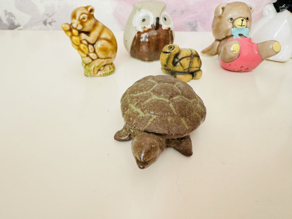 Porcelanowe figurki zwierząt kot,żółw,miś,sowa,słonik,małe figurki