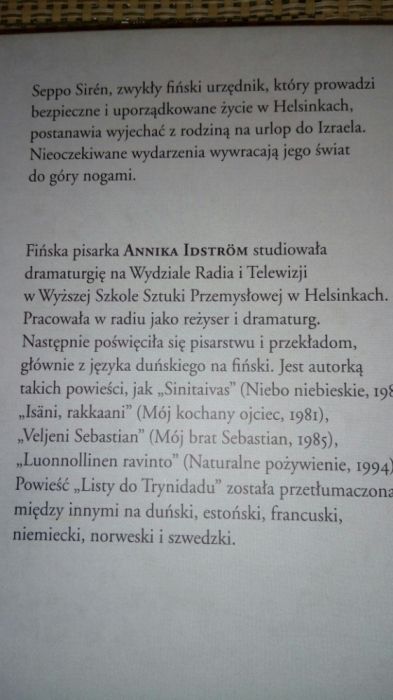 Listy do Trynidadu.NOWA. Annika Idstrom