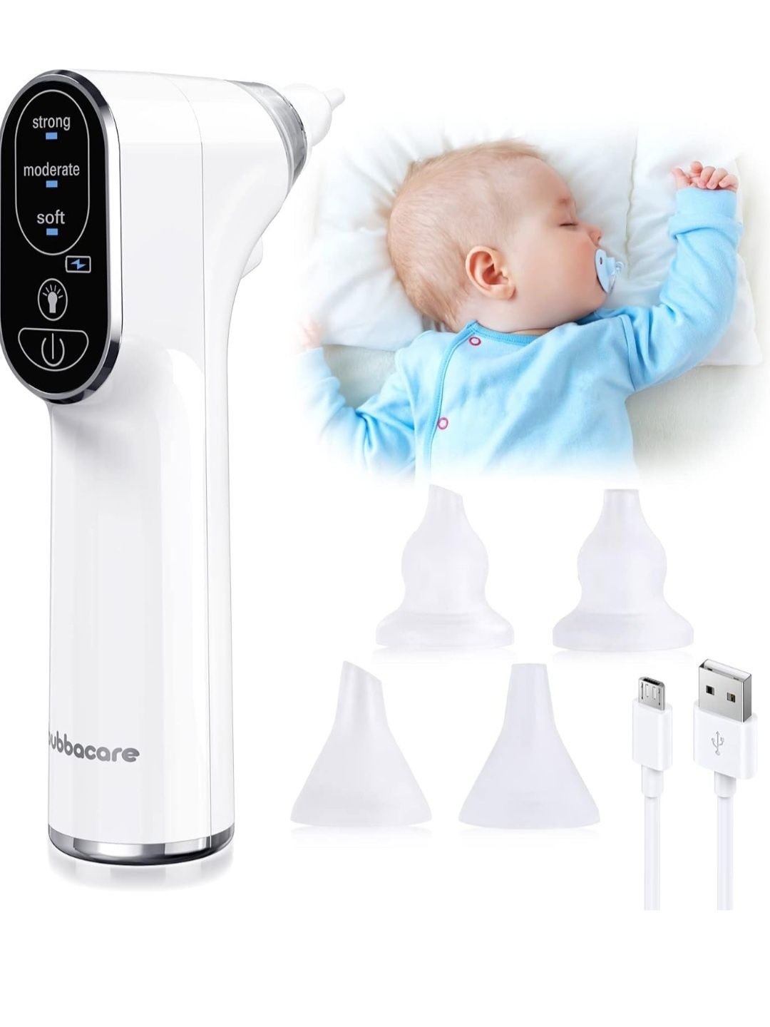 Bubbacare Elektryczny aspirator do nosa dla niemowląt