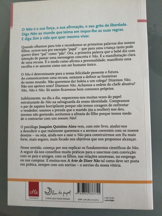 A Arte de Dizer Não	de Joaquim Quintino Aires	como novo!!*