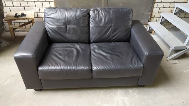 Кожаный диван двойка черный "Ronald Schmitt" из Германии (040909)