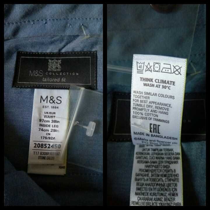 Брюки мужские Marks & Spencer Новые хлопок р W38 L29