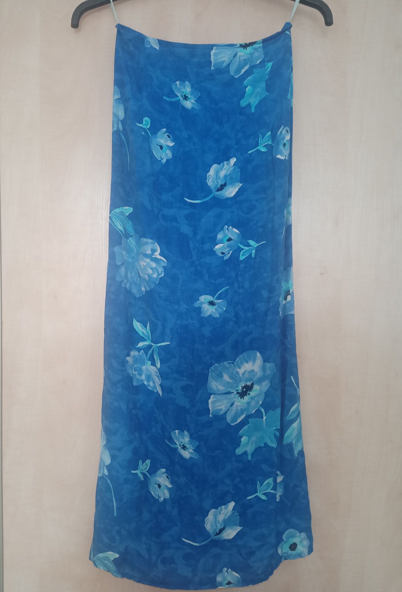 Niebieska spódnica maxi midi w kwiatki Elitte m/38