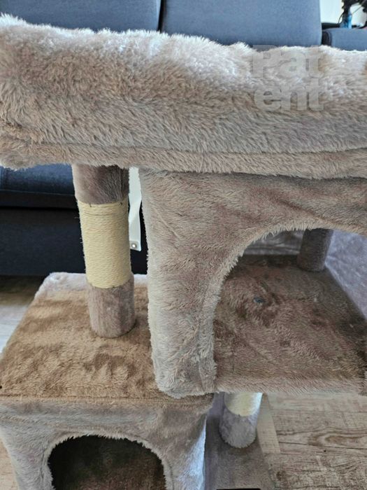 Drapak dla kota kompaktowy 67 cm szary domek słupek legowisko