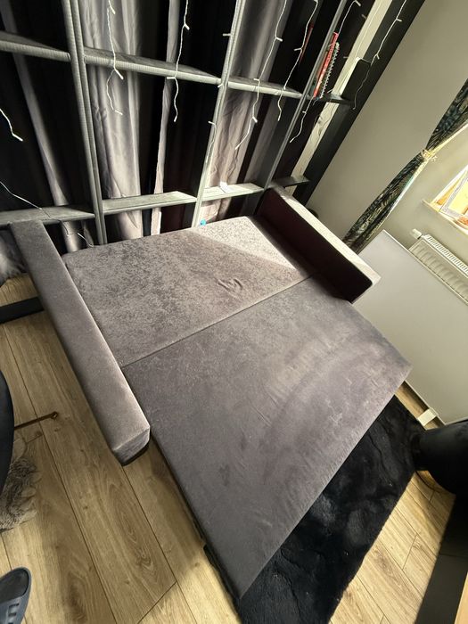 Sofa Kanapa rozkladana czarna salon