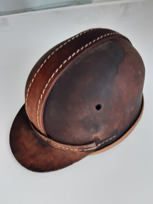 Kask zabytek górniczy skórzany oryginał PRL
