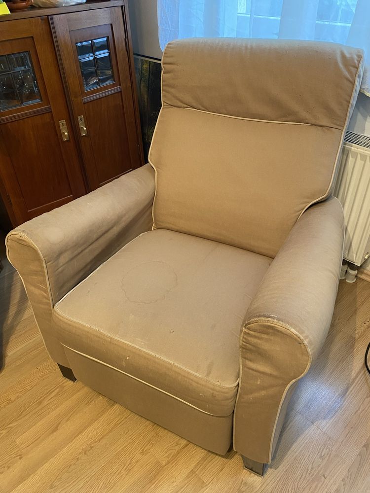 Rozkładany fotel Ikea Muren ciemny beż