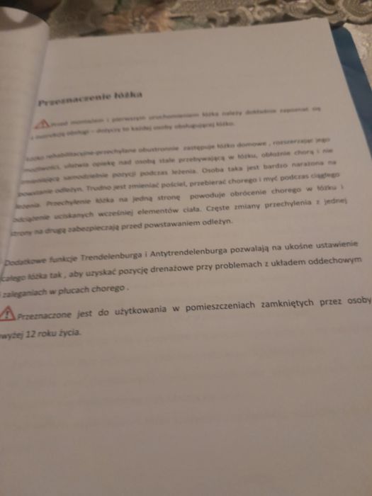 Łużko rechabilitacyjne przechylne obu stronę