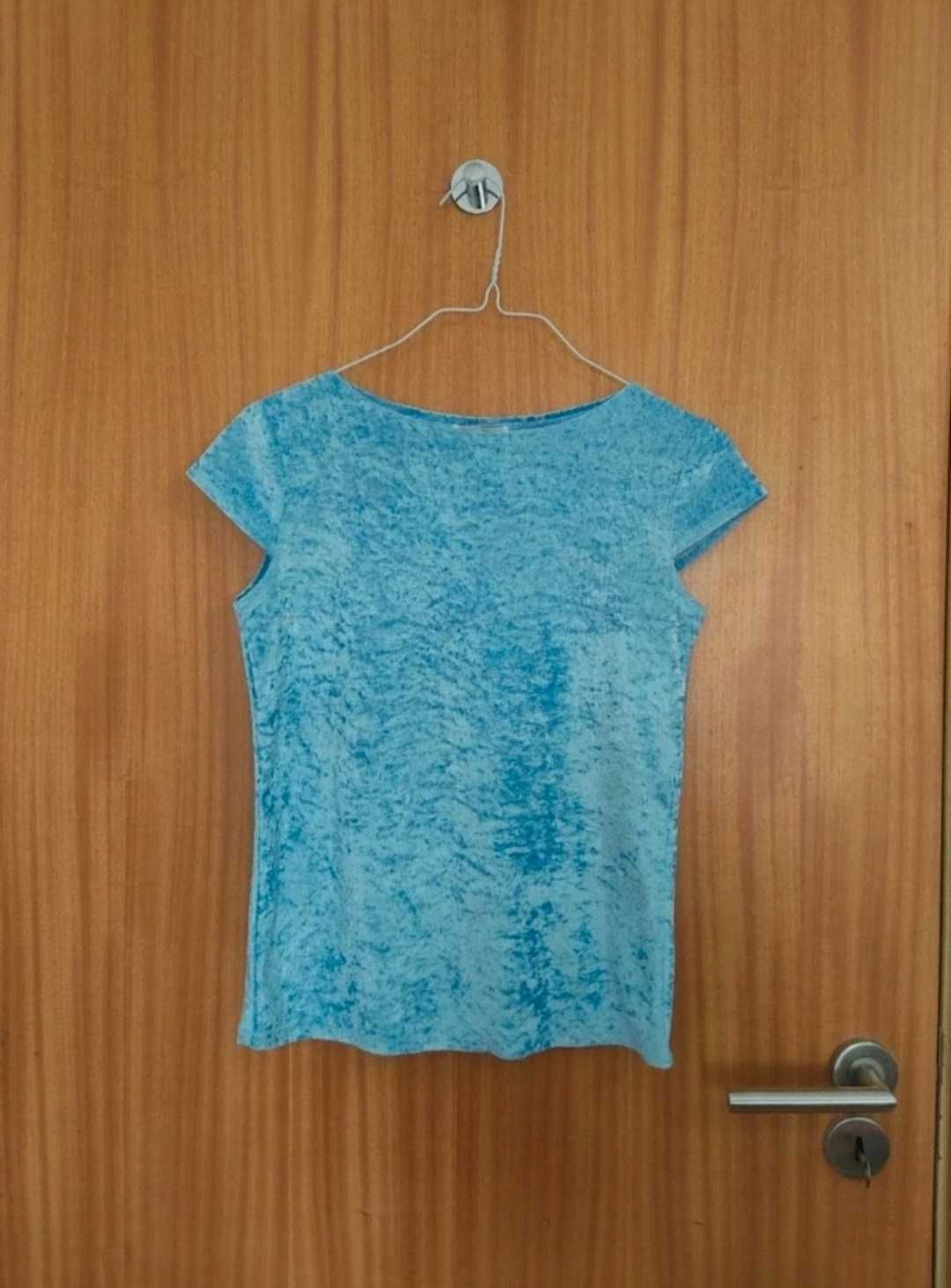 Camisola t-shirt azul veludo