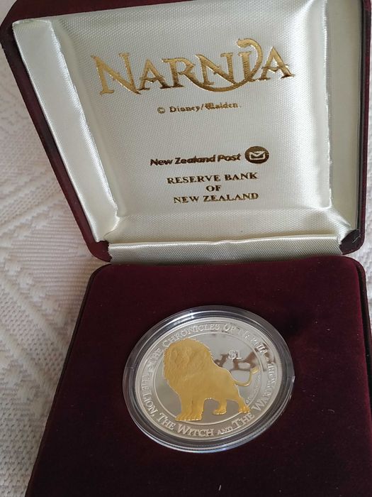 Nova Zelândia - moeda prata de 1 dólar de 2006 Crónicas de Nárnia-Leão