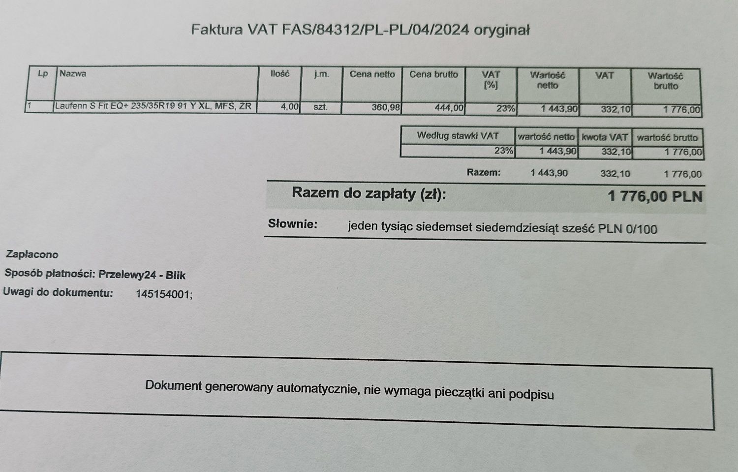 Opony letnie 235/35/R19