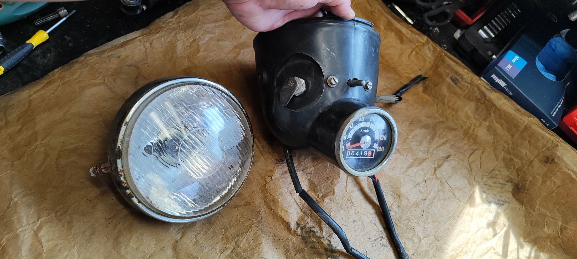 Lampa WSK 125 kompletna licznik stacyjka szkło ramka odblask WSK 175
