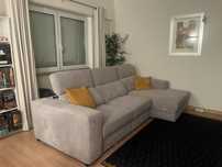 Sofá Chaise-Longue Cinzento 3 lugares | BRODY Gato Preto (289x160cm)