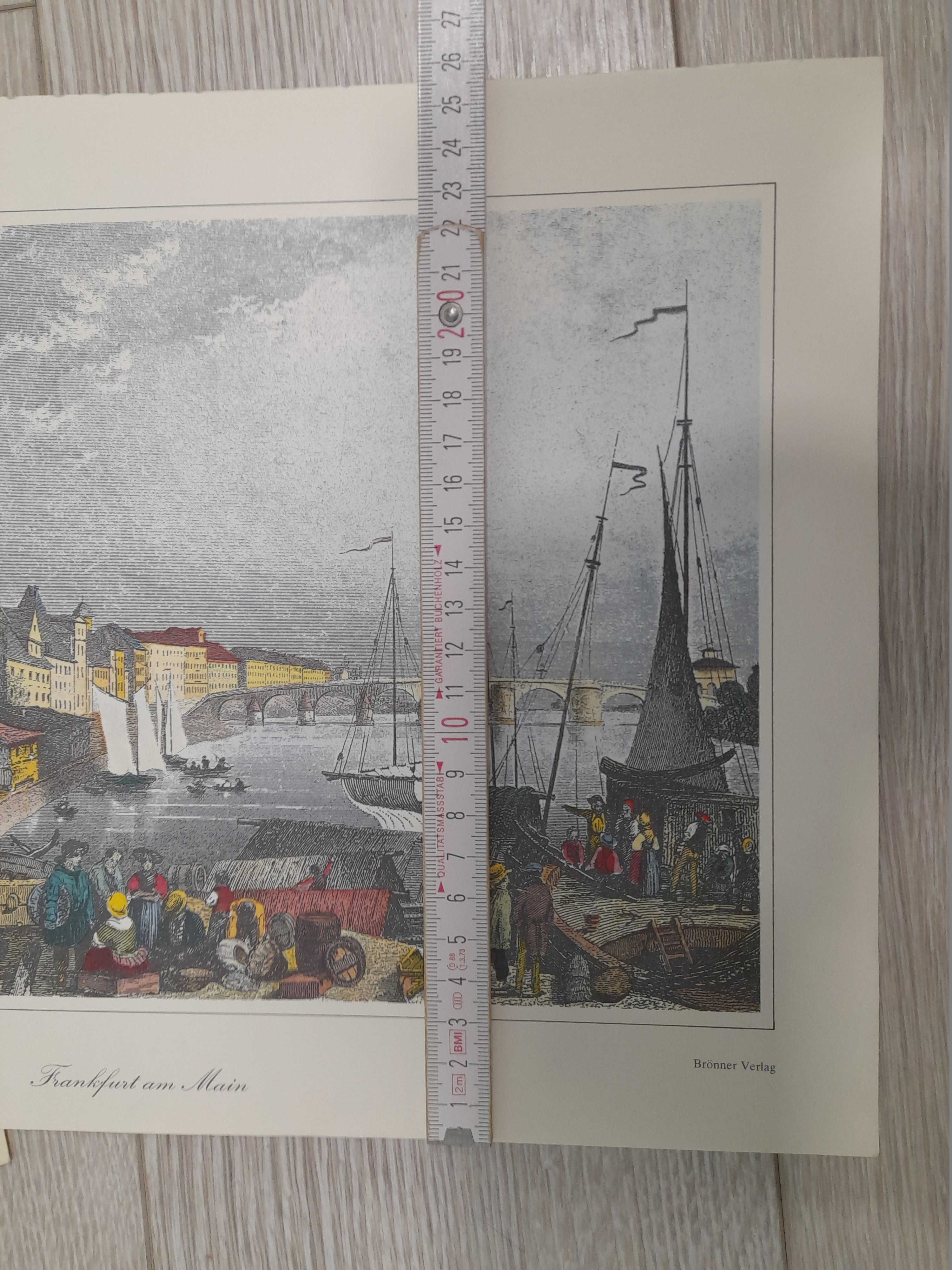 Zestaw 53 szt. Stare grafiki szkice miasta niemieckie i świata obrazA4