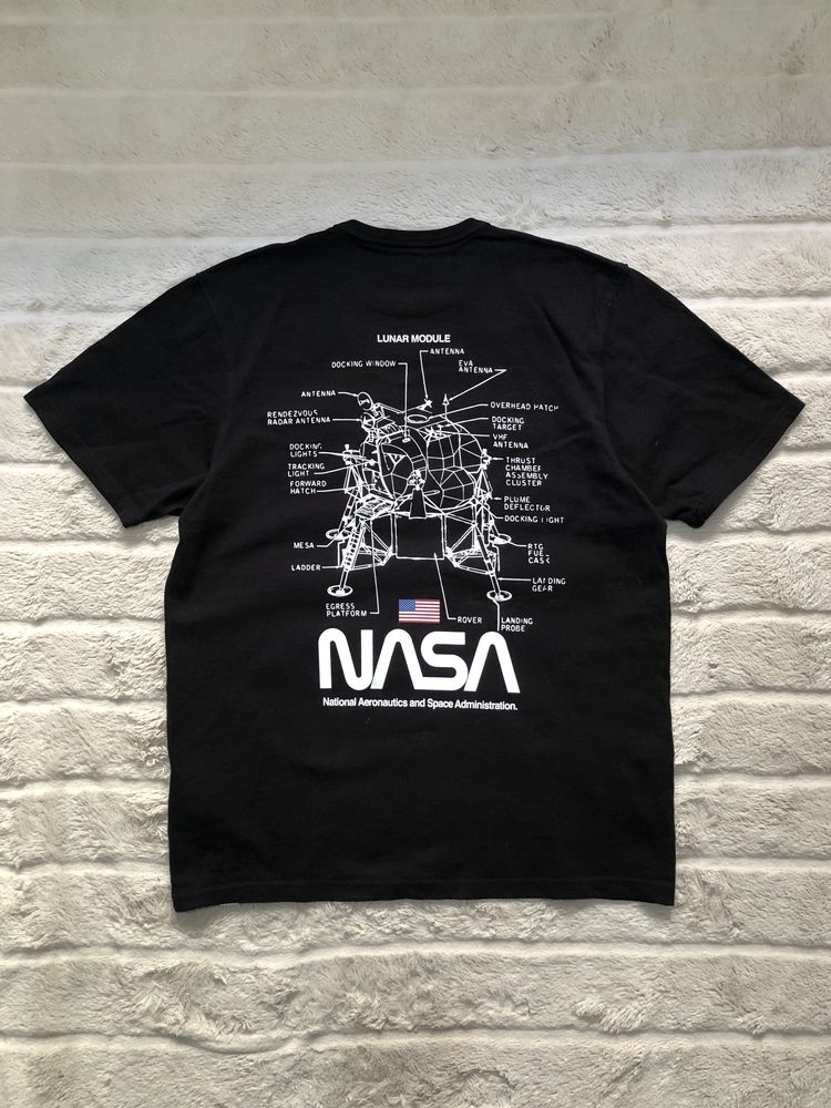 PULL&BEAR (M) NASA футболка мужская черная НАСА ТИШКА оригинал