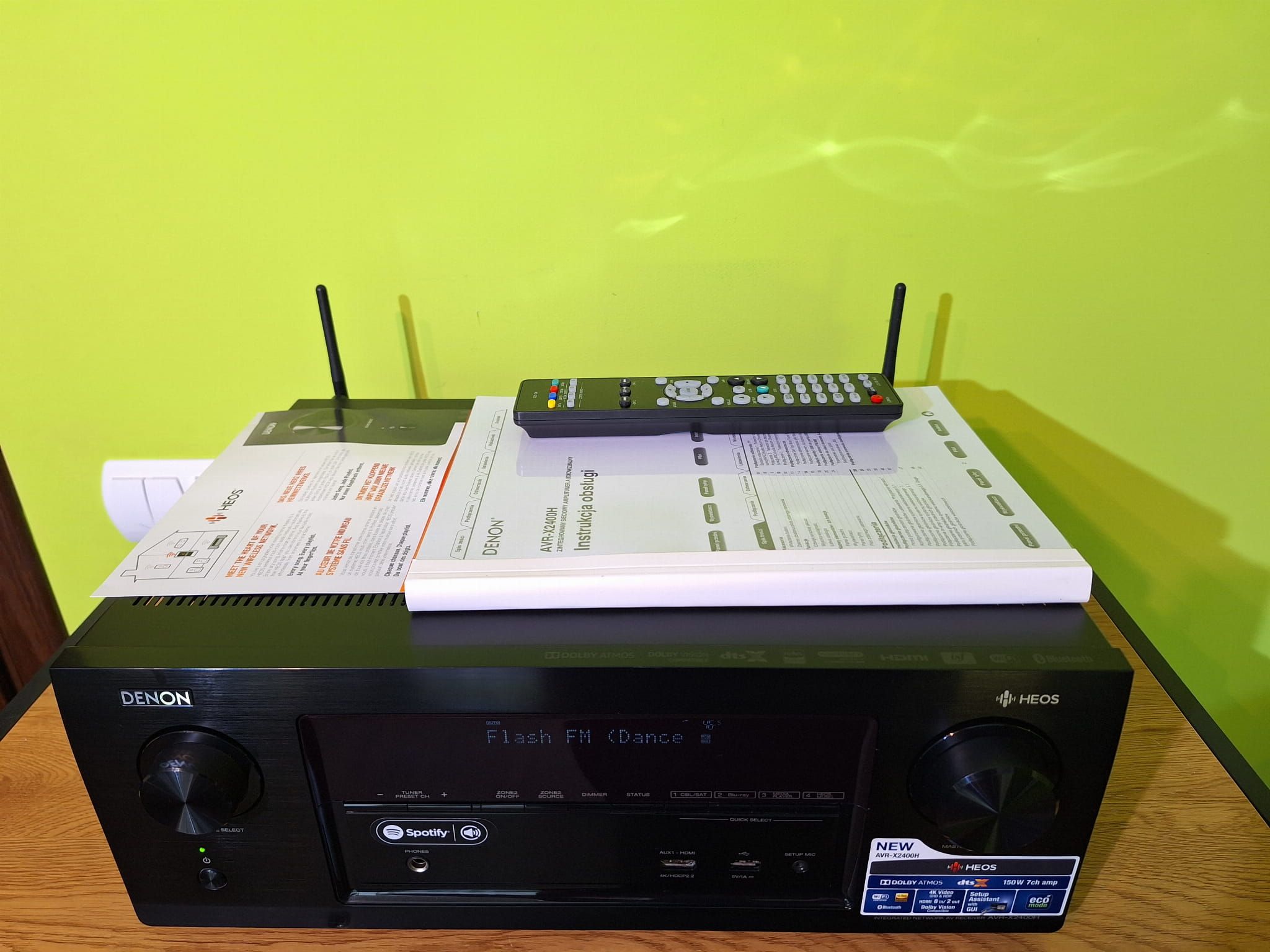 7.2 Denon AVR-X2400 Heos Wifi BT 4k ARC Spotify net radio Atmos vision