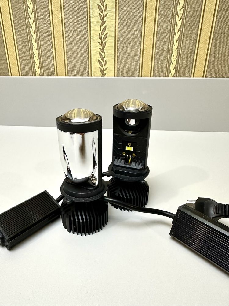 Мини линзы H4 H7 H11 HB3 HB4 6000k 100вт. Міні лінзи. Led лампы.