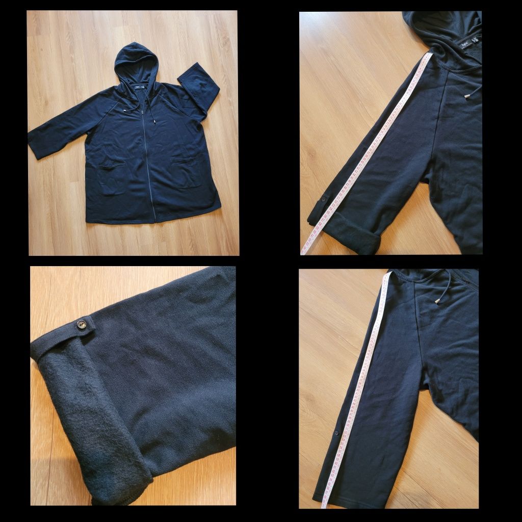 Czarna damska bluza z kapturem regulowany rękaw 3/4 Bonprix rozm. 3XL