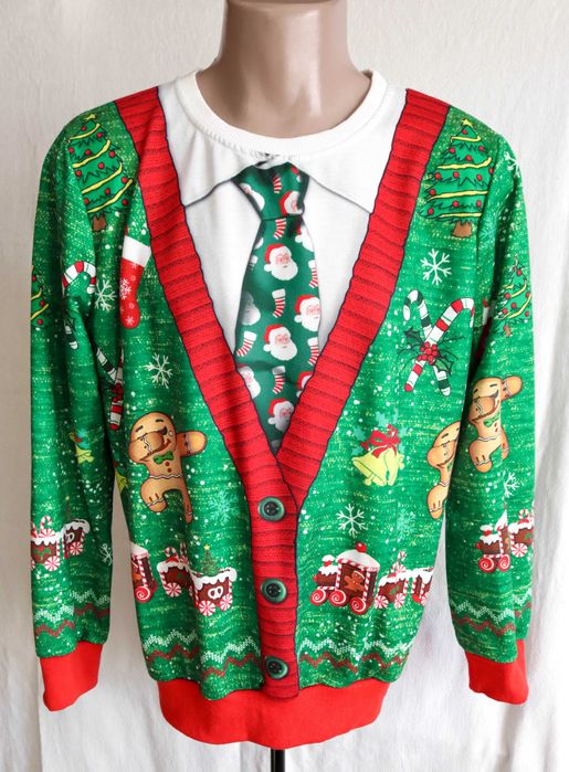 Чоловічий новорічний світшот кофта святковий ельф санта різдвяний XL