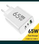 Ładowarka Sieciowa usb 65W GaN, 3porty telefon, tablet