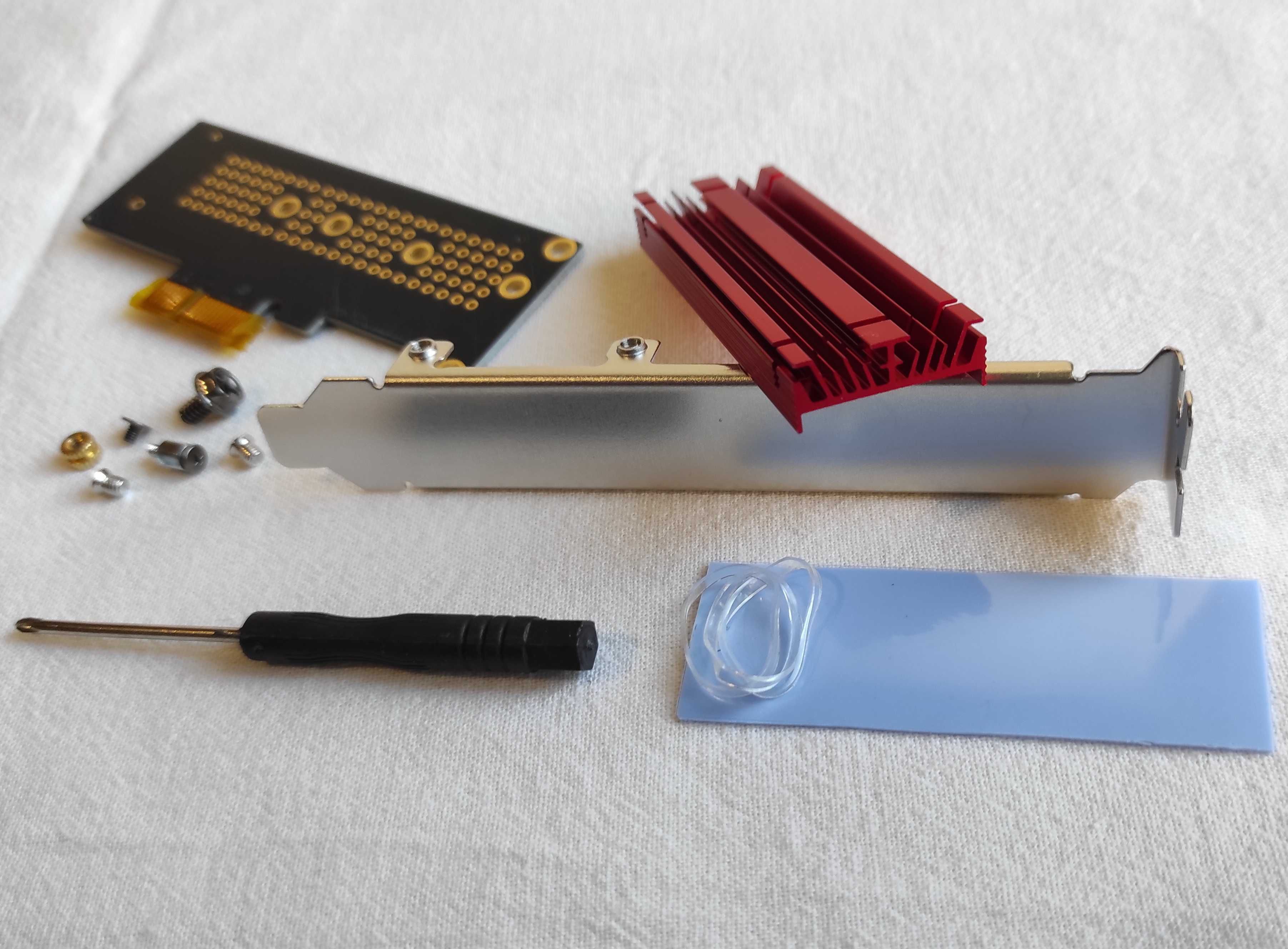 Адаптер M2 NVMe PCI-E 4.0 x1 с радиатором и термопрокладкой