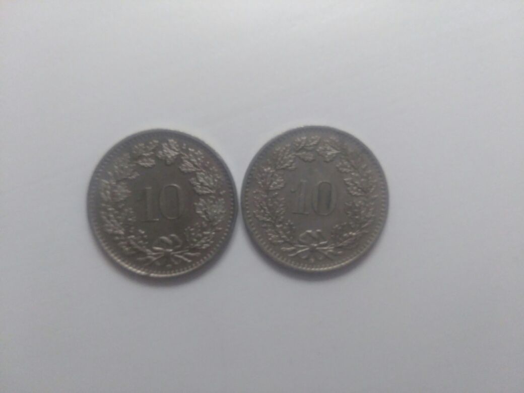Moedas de 10 cêntimos da Suíça