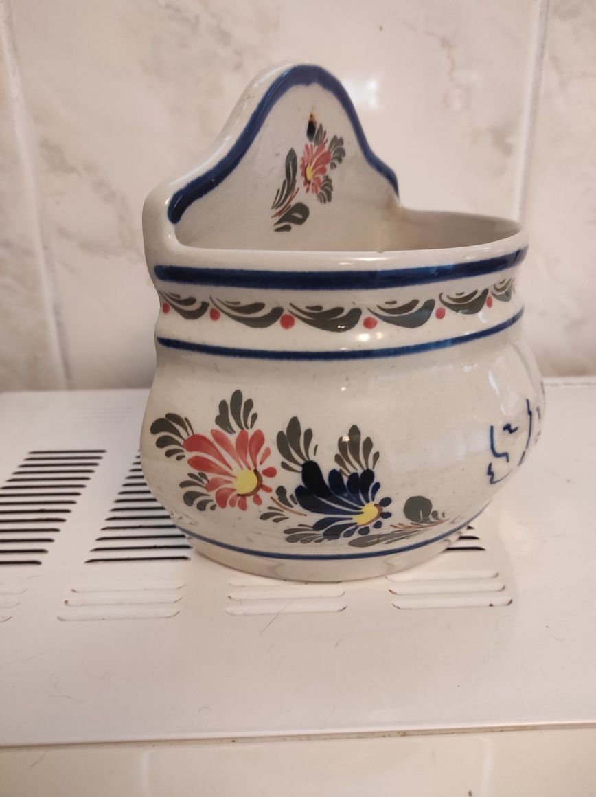 Saleiro grande pintado á mão louça de Viana