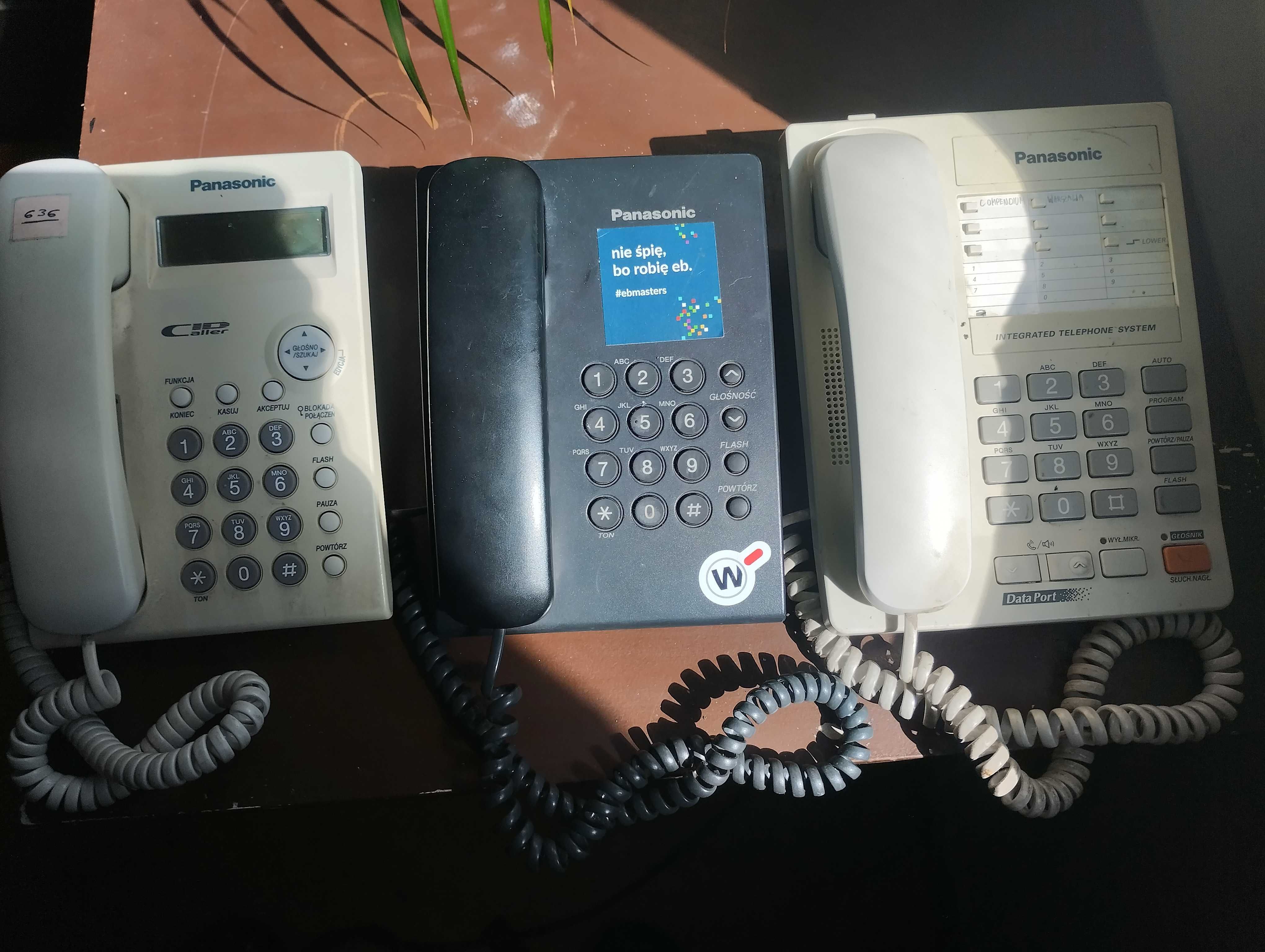 3 sprawne telefony przewodowe firmy PANASONC retro - rzadki okaz