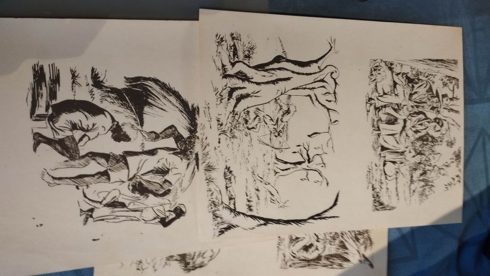 Arte africana - Capa com 5 esboços do artista João Manuel mangericao