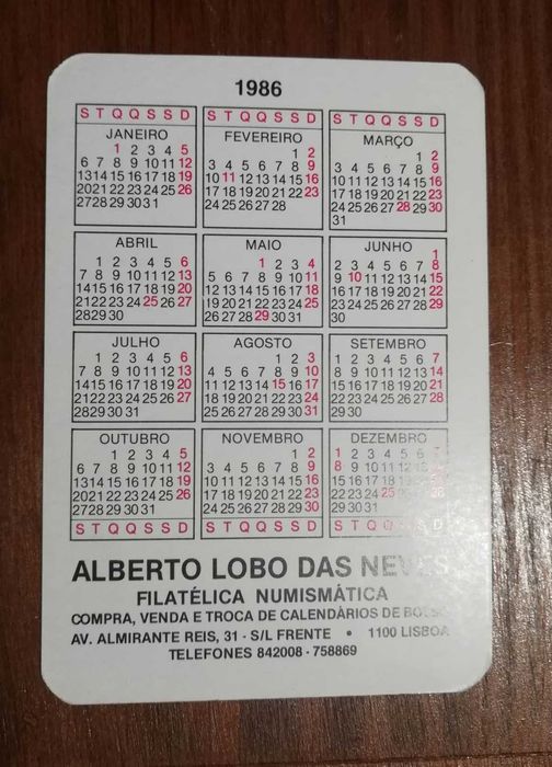 Calendários de bolso.