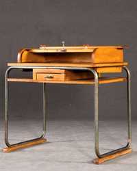 Escrivaninha em metal cromado e madeira| Mobiliário Nórdico