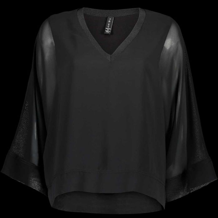 Czarna bluzka top Amisu L 40 szyfon zwiewna plus size