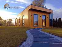 garden office, biuro ogrodowe, nowoczesny domek drewniany 35m2