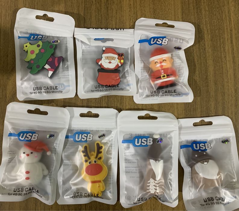 Новогодние флешки юсб накопитель дед мороз снеговик олень