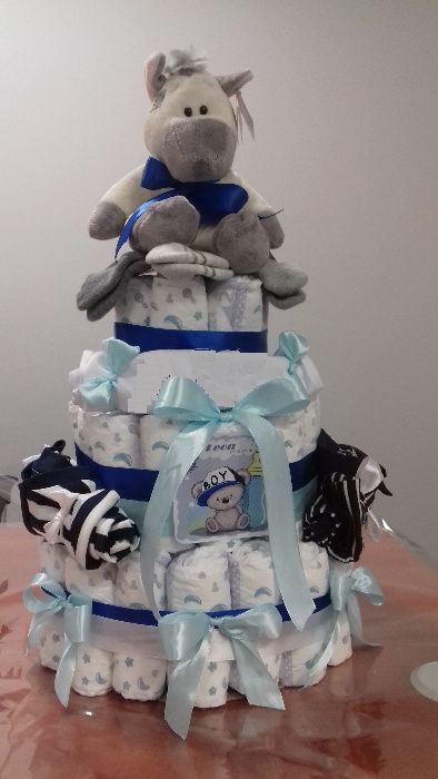 Personalizowany tort z pieluch - baby shower,chrzest,narodziny dziecka