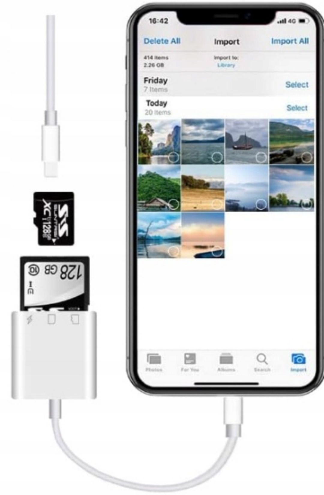 Czytnik kart do  iPhone  LIGHTNING adapter  przejściówka  MICRO SD/TF