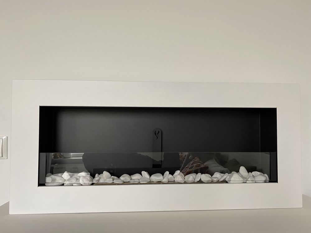 Biokominek wiszący 900x400x12 biały