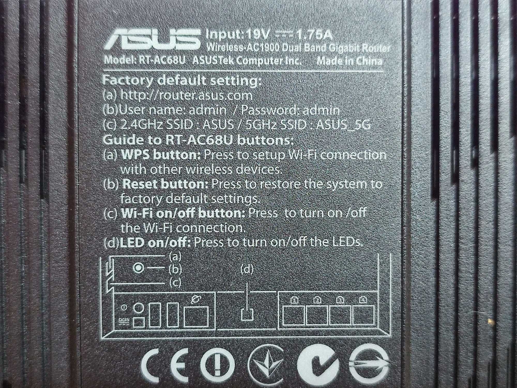 ASUS RT-AC68U DualBand AC1900 Wi-Fi Router Gigabit