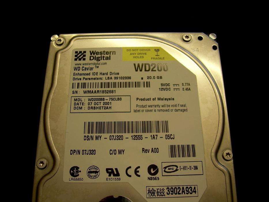 Disco Rígido 20GB IDE Western Digital 3.5" para PC