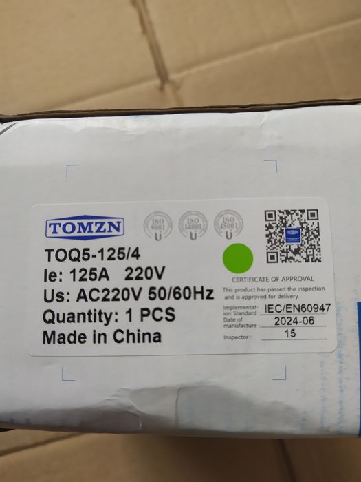 ОПИС ПРОЧИТАЙ  125A 4P автомат вводу резерву 230v вольт TOMZN  АВР