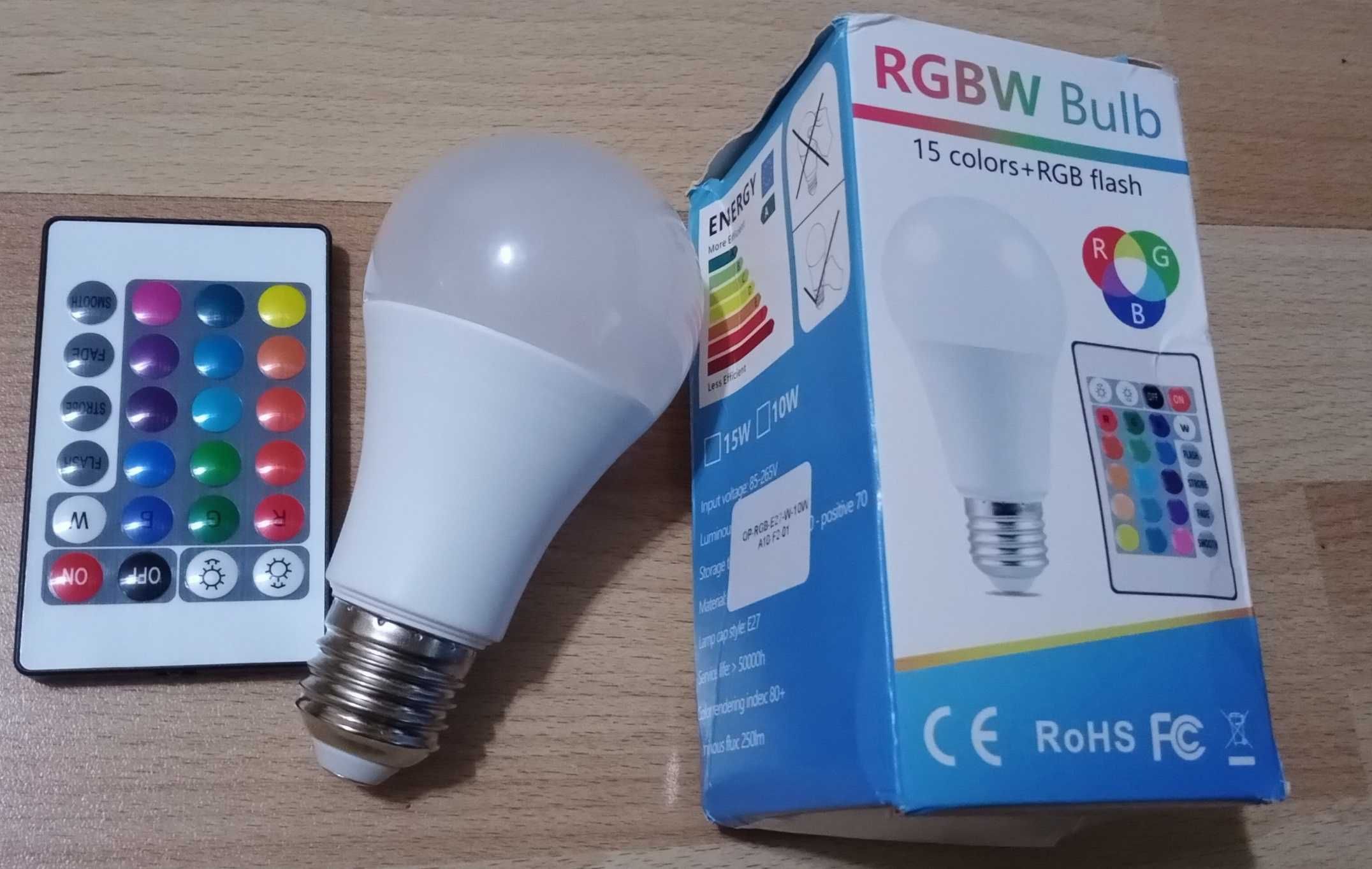 Лампа AC85-265V E27 10 Вт LED RGB освещение ИК-пульт