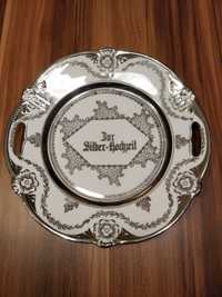 Stary elegancki talerz Bur Silber-Hochzeit z okazji srebrnej rocznicy