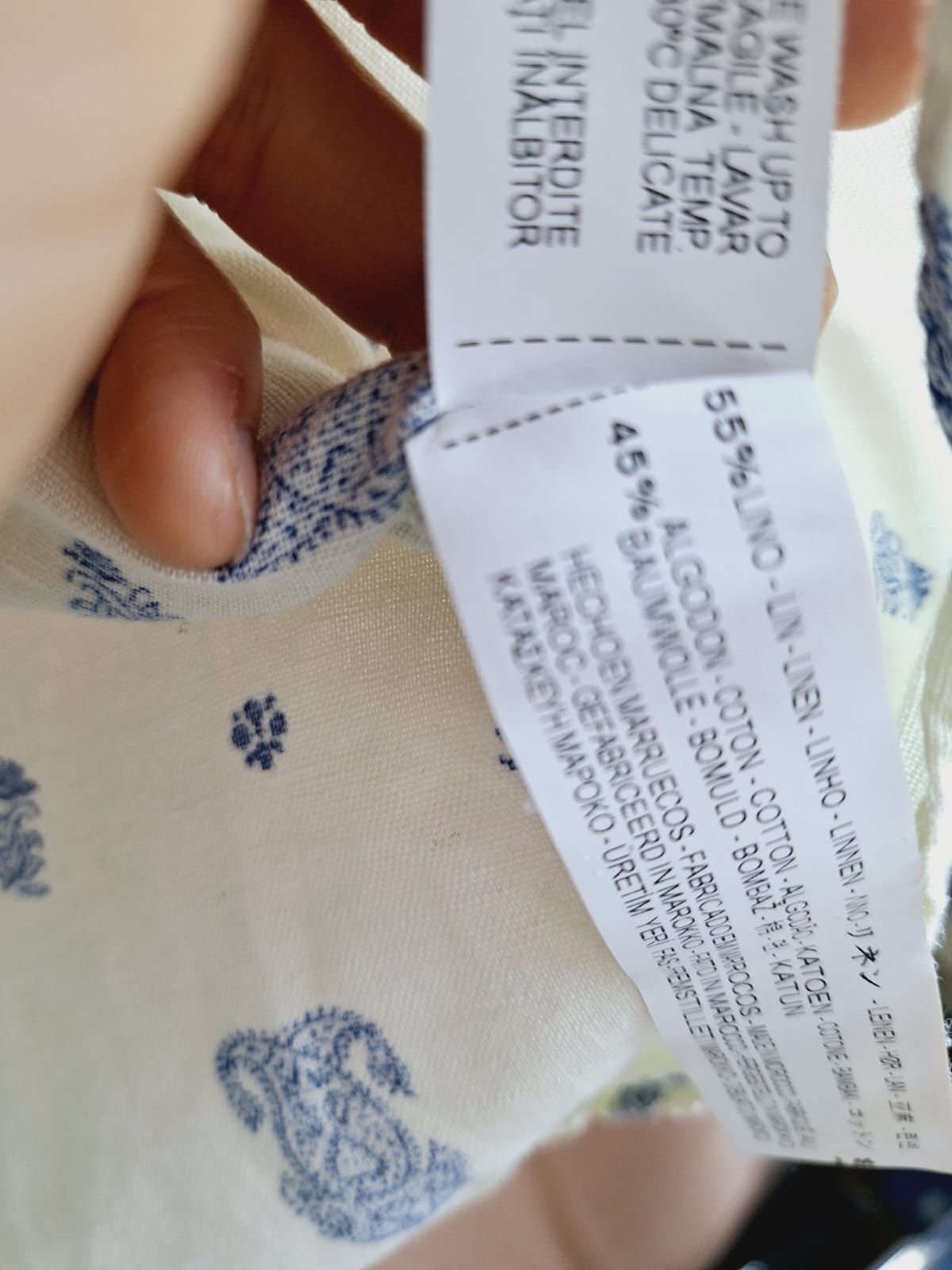 Bluzka Zara S 36 pudełkowa len lniana folk etno wzory
