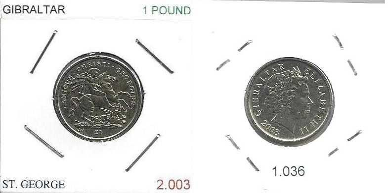 Gibraltar - -- 1 Libra - 2003 - -  " St. George e o Dragão" - -  Moeda