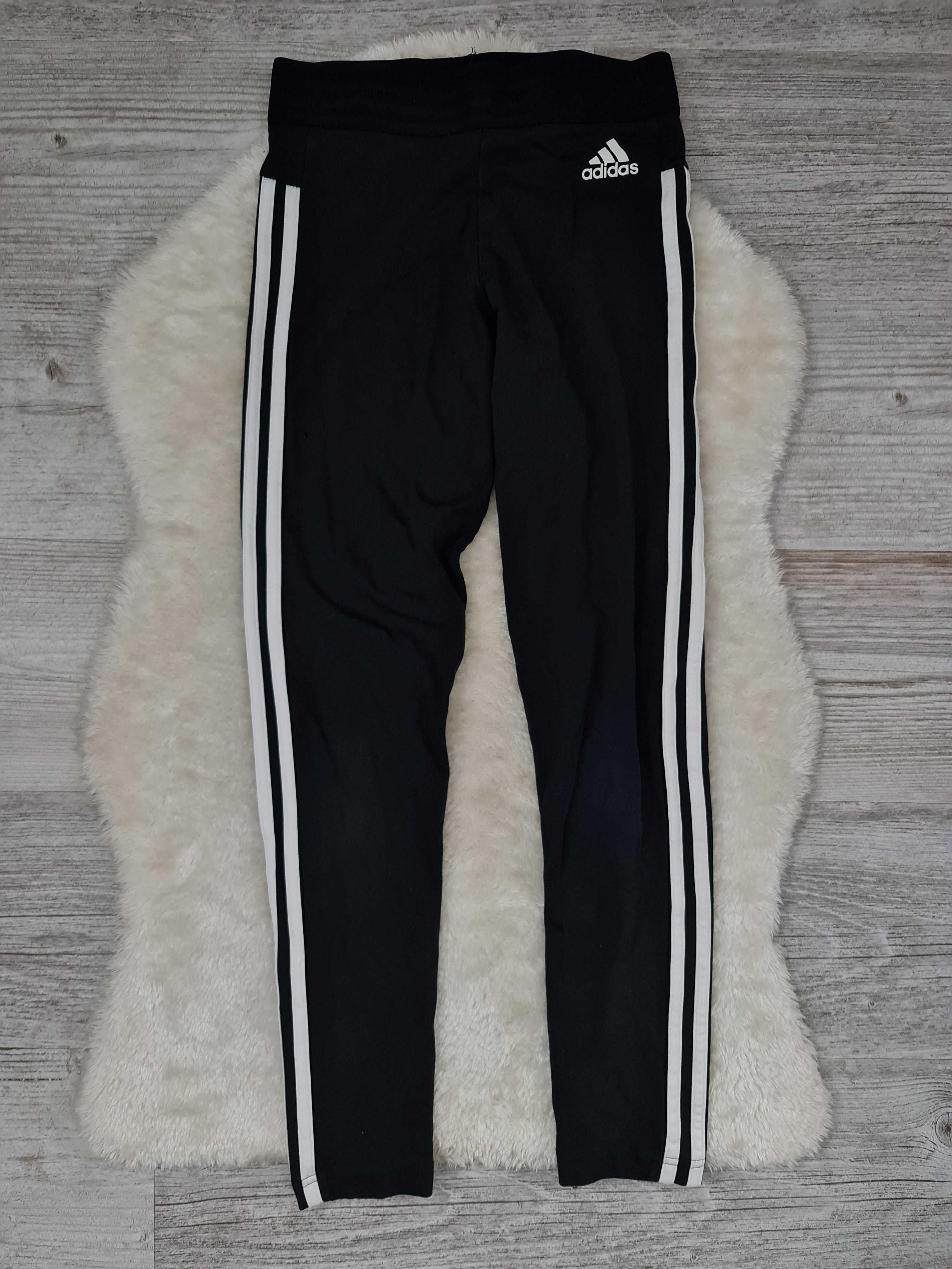 Spodnie Legginsy Adidas Rozmiar S Czarne 3 paski trio Logo